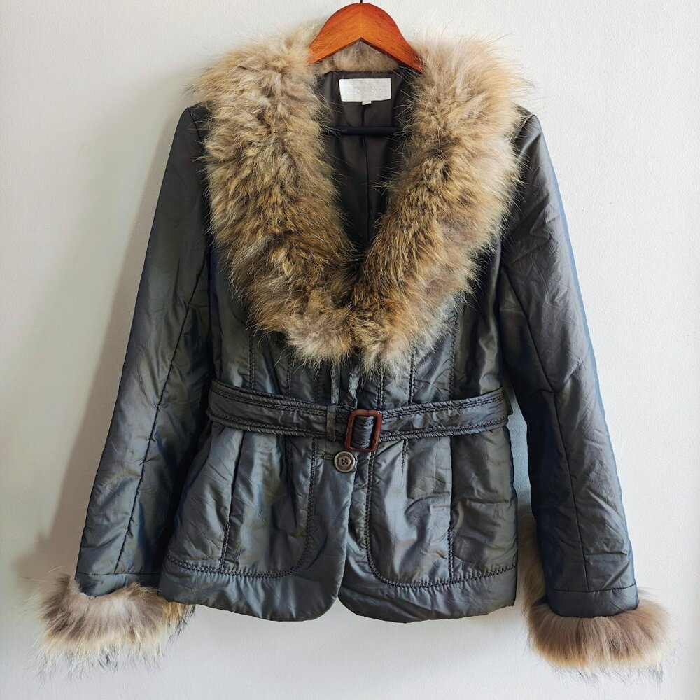 Vintage Fur Trimmed Belted Jacket - Picture 13 of 14